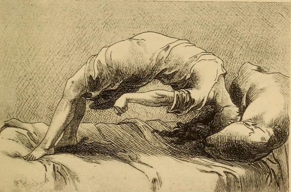 A woman under a convulsive attack caused by 'hysteria', George J Preston (1897) | Wikimedia Commons