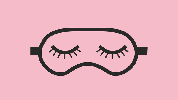 Illustration of a pair of closed eyes against a pink background
