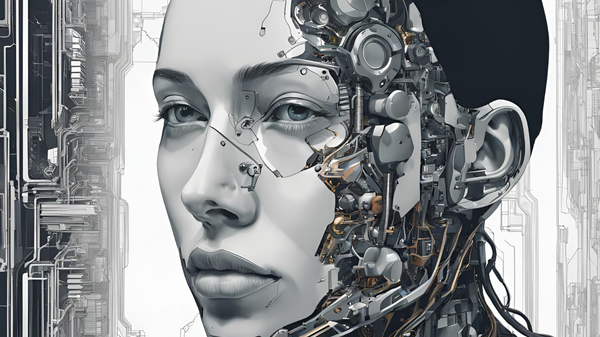 A half-woman, half-robotic face